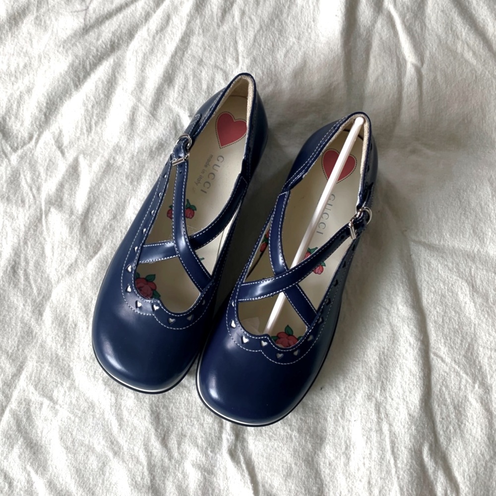 NIB Authentic Gucci Girl Leather Ballerina Mary Jane Flats